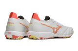 Chuteira Society Mizuno Morelia Neo Sala Tf Branca Vermelha e Amarela