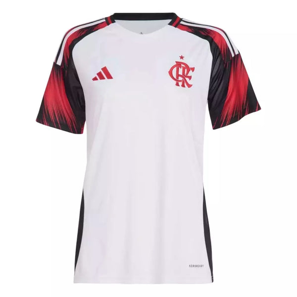Camisa Flamengo II 25/26 - Torcedor Adidas Feminina - Branca com Detalhes Preto e Vermelho