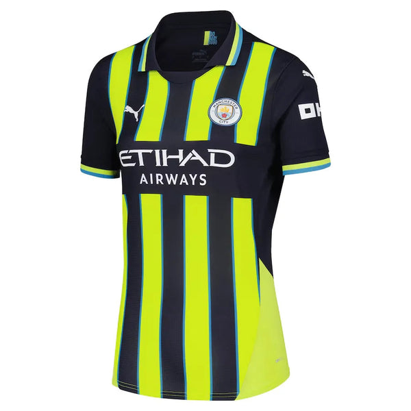 Camisa Manchester City Feminina Away 24/25 Azul e - Amarela