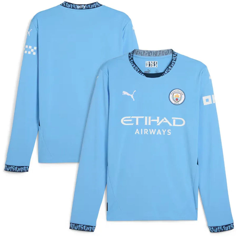 Camisa Manchester City Home 23/24 Manga Longa - Torcedor Azul