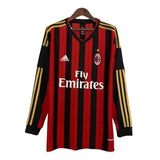 Camisa Milan Home 13/14 Retrô Manga Longa Vermelha e - Preta